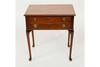 Lot 764 - MAHOGANY CANTEEN TABLE with two drawers on...