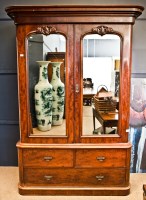 Lot 779 - VICTORIAN MAHOGANY MIRRORED WARDROBE with two...