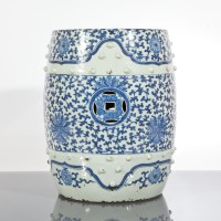 Lot 264 - CHINESE BLUE AND WHITE GARDEN SEAT with floral...