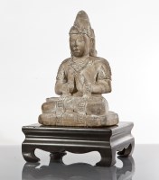 Lot 273 - BURMESE HARDSTONE BUDDHA in seated position...