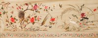 Lot 276 - LARGE CHINESE SILK EMBROIDERED PANEL showing...