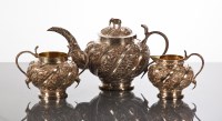 Lot 296 - INDIAN SILVER THREE PIECE TEA SERVICE...