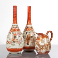 Lot 313 - PAIR OF JAPANESE KUTANI VASES AND A KUTANI JUG...