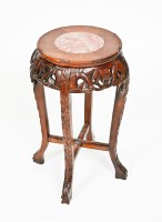 Lot 314 - CHINESE HARDWOOD JARDINIERE STAND with rouge...