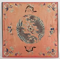 Lot 328 - CHINESE SILK EMBROIDERY c.1880, depicting two...