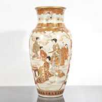 Lot 341 - JAPANESE SATSUMA VASE with figural and warrior...