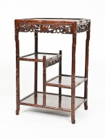 Lot 350 - CHINESE HARDWOOD STAGE TABLE with simulated...