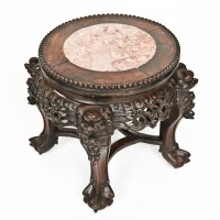 Lot 351 - CHINESE HARDWOOD JARDINIERE STAND of low form,...