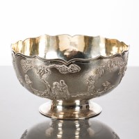 Lot 358 - CHINESE SILVER PEDESTAL BOWL of scalloped form,...