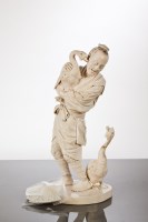 Lot 359 - LARGE JAPANESE IVORY FIGURE OF A FISHERMAN...