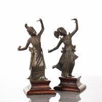 Lot 375 - PAIR OF BURMESE BRONZE FIGURES each modelled...