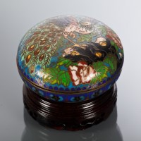 Lot 385 - CHINESE CLOISONNE LIDDED DISH of circular form...