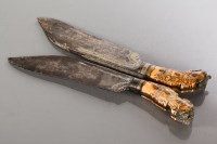 Lot 391 - TWO BURMESE GURKHA KUKRI each one with carved...