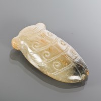 Lot 395 - CHINESE JADE CICADA 7.5cm long