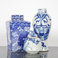 Lot 468 - CHINESE BLUE AND WHITE VASE AND TWO JAPANESE...