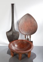 Lot 486 - FIJIAN CARVED TANOA NI VELE OR CAVA BOWL AND...