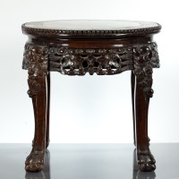 Lot 487 - CHINESE HARDWOOD JARDINIERE STAND of low form,...