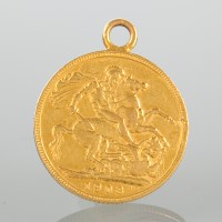 Lot 1498 - SOVEREIGN DATED 1908 soldered with a pendant loop