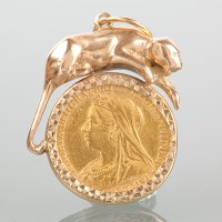 Lot 1501 - HALF SOVEREIGN DATED 1898 in a panther motif...