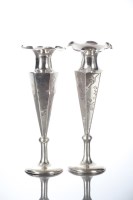 Lot 261 - PAIR OF CHINESE SILVER VASES of tapered...