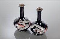 Lot 336 - PAIR OF CHINESE CLOISONNE VASES with slender...