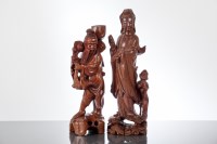 Lot 347 - TWO CHINESE ROOTWOOD CARVINGS one depicting a...