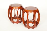 Lot 378 - PAIR OF CHINESE DRUM STOOLS 45cm high, the...