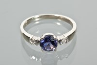 Lot 1724 - TANZANITE AND DIAMOND RING set with a single...