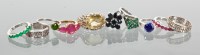 Lot 1733 - GROUP OF GEM SET RINGS including one set with...