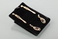 Lot 1734 - TWO PAIRS OF NINE CARAT GOLD ORTAK EARRINGS...