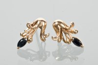 Lot 1736 - PAIR OF SAPPHIRE SET STUD EARRINGS each of...