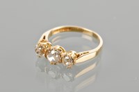 Lot 1746 - DIAMOND THREE STONE RING set with three old...