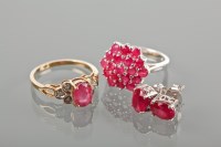 Lot 1752 - GROUP OF RUBY JEWELLERY comprising of a silver...