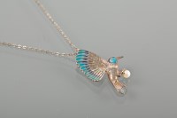 Lot 1787 - SILVER ENAMELLED BIRD PENDANT BY NORMAN GRANT...