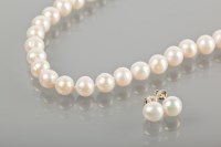 Lot 1796 - PEARL NECKLACE WITH MATCHING EARRINGS the...