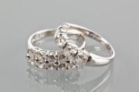 Lot 1809 - TWO PLATINUM CZ SET RINGS both marked 950 for...