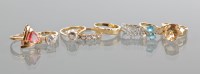 Lot 1810 - GROUP OF EIGHT GOLD GEM AND CZ SET RINGS five...