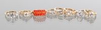 Lot 1811 - GROUP OF EIGHT GOLD CZ SET RINGS six in...