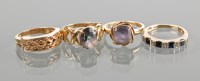 Lot 1814 - GROUP OF FOUR NINE CARAT GOLD RINGS AND TWO...