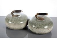 Lot 728 - TWO GRANITE CURLING STONES one with...