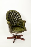 Lot 755 - MODERN MAHOGANY GREEN LEATHER BUTTONBACK...