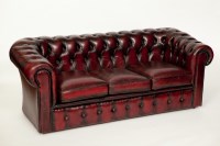 Lot 756 - MODERN RED LEATHER BUTTONBACK CHESTERFIELD...