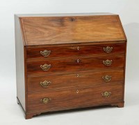 Lot 808 - GEORGE III MAHOGANY BUREAU the fall opening to...