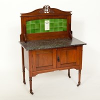 Lot 817 - ART NOUVEAU MAHOGANY WASH STAND with carved...