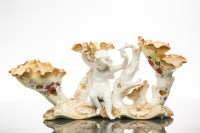 Lot 457 - MOORE BROTHERS TRIPLE FLOWER TRUMPET VASE with...