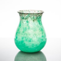 Lot 484 - MONART GLASS VASE with swirled green glass...