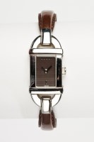 Lot 1573 - LADY'S GUCCI BANGLE WATCH in stainless steel,...