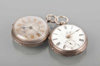 Lot 1577 - TWO VICTORIAN SILVER POCKET WATCHES one by...