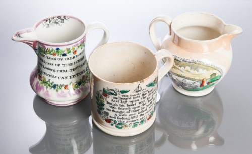 Lot 531 - 19TH CENTURY SUNDERLAND LUSTRE MUG AND TWO...