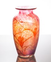 Lot 555 - CONTEMPORARY OKRA IRIDESCENT GLASS VASE of...